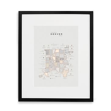 Denver Letterpressed Map Print, Natural Frame, 16"x20" - Image 1