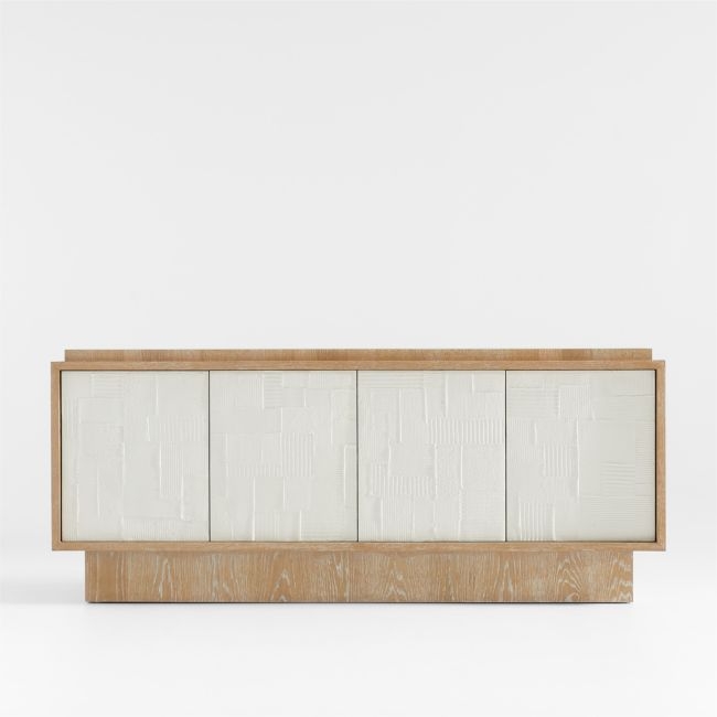 Panache 72" Cerused Natural Oak Wood Media Console with Textured Doors - Image 0