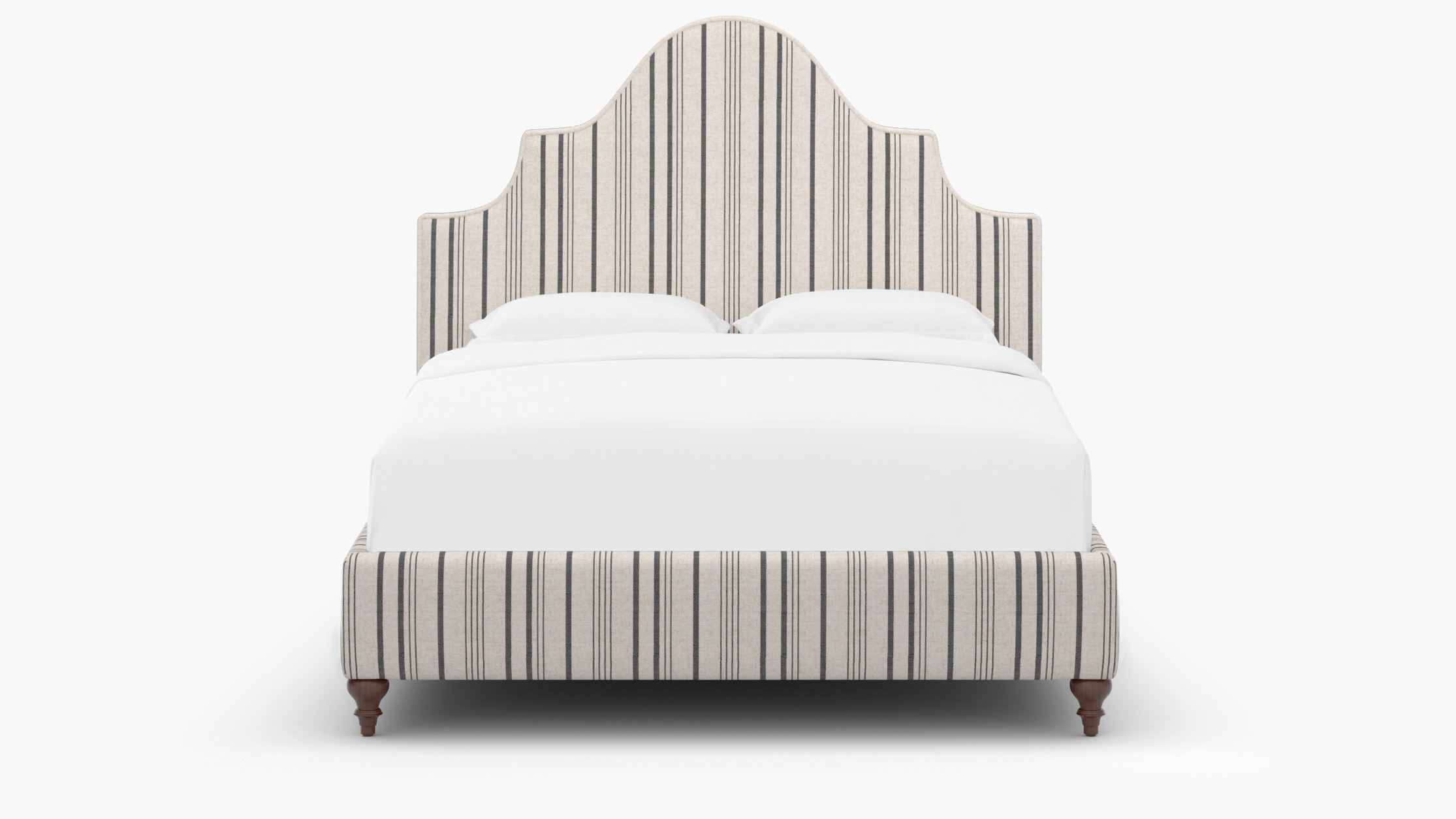 Statement Bed, Black Market Stripe, Walnut Traditional Turned Leg, King - Image 0