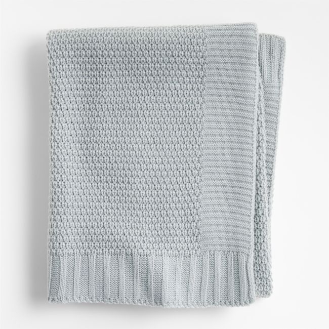 Bubble Knit Mist Blue Baby Stroller Blanket - Image 0