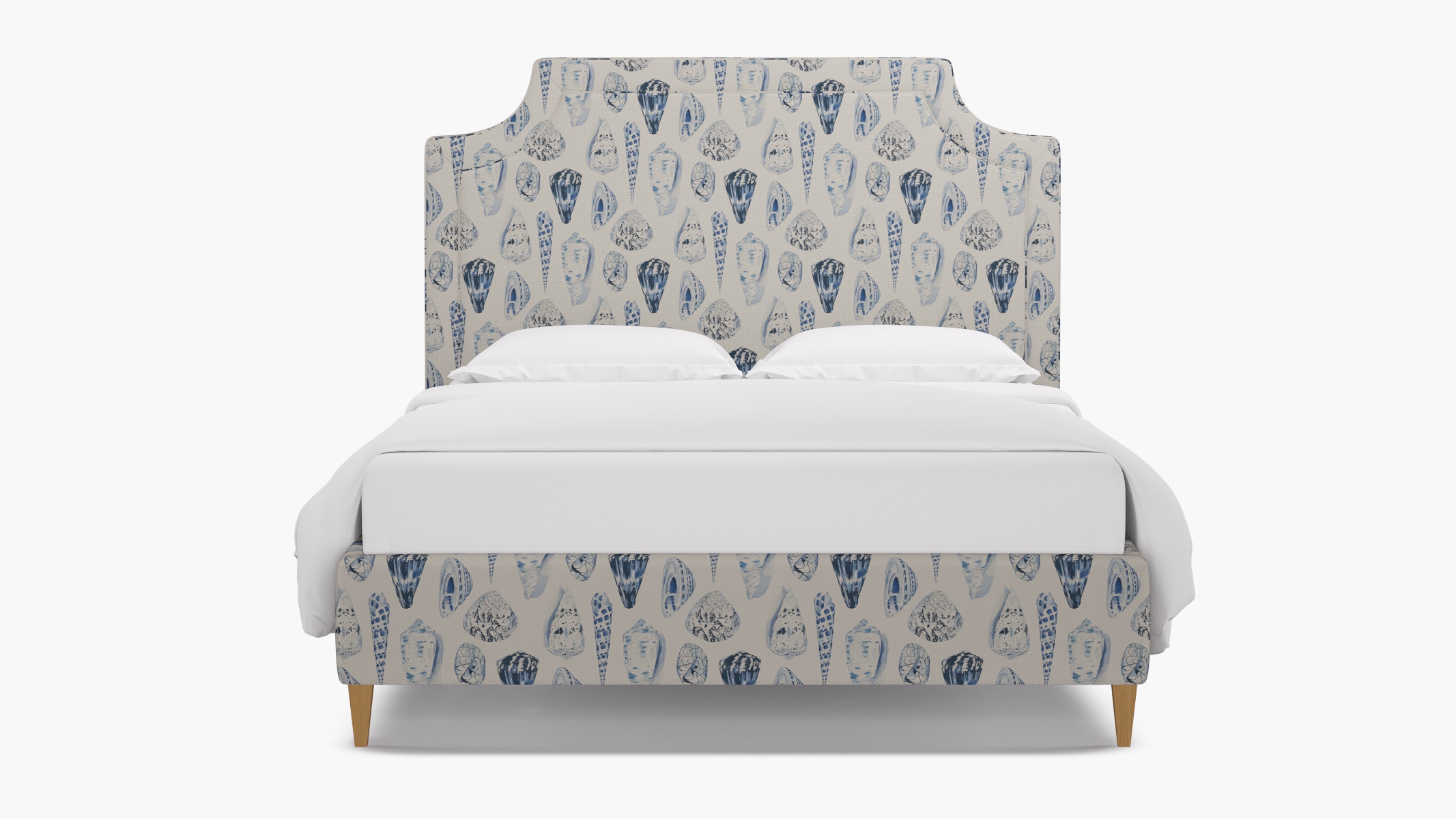 Deco Bed, Porcelain Coquina, Natural Square Tapered Leg, Twin - Image 0