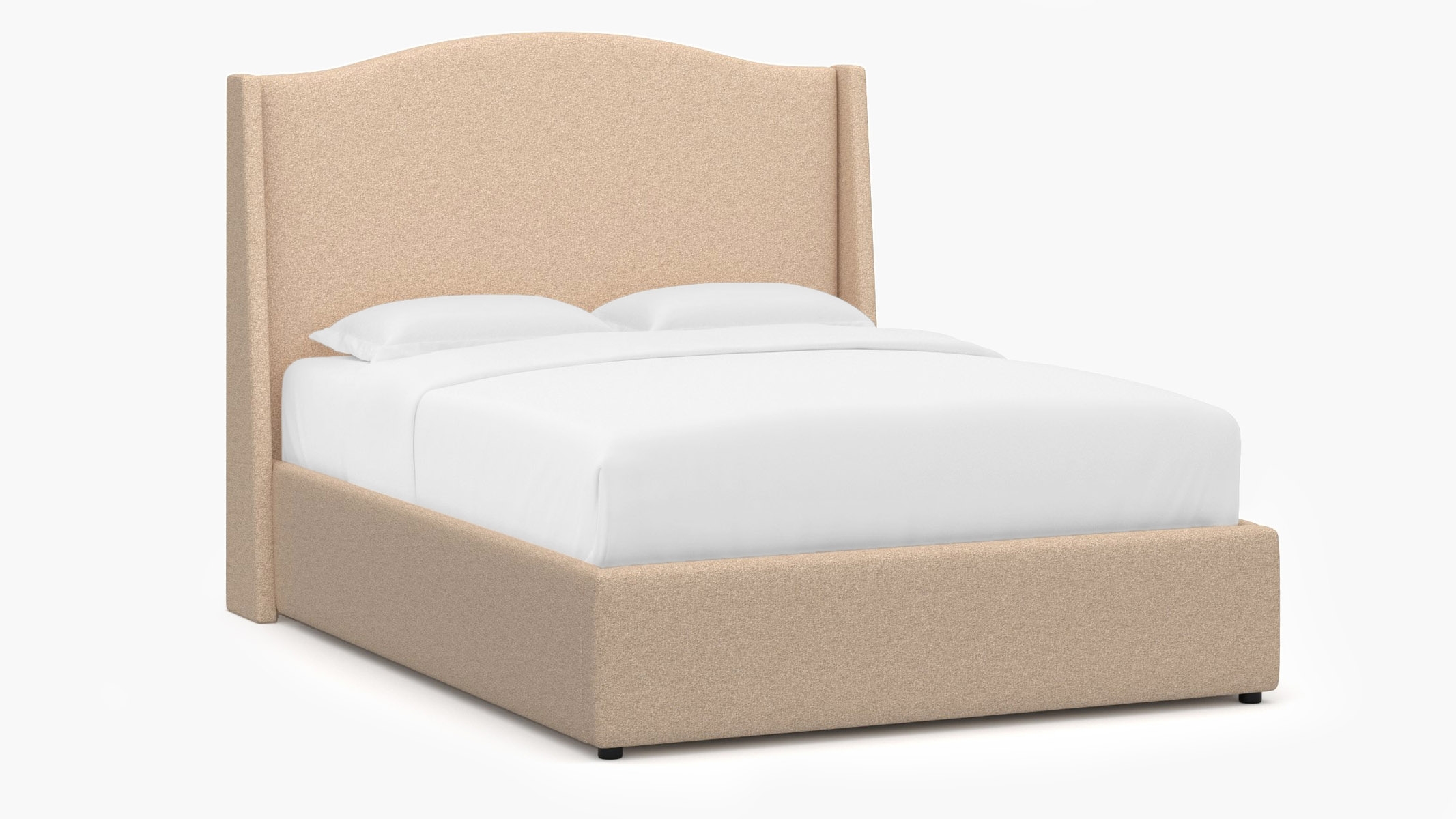 Curved Wingback Bed, Buff Boucle, Queen - Image 1