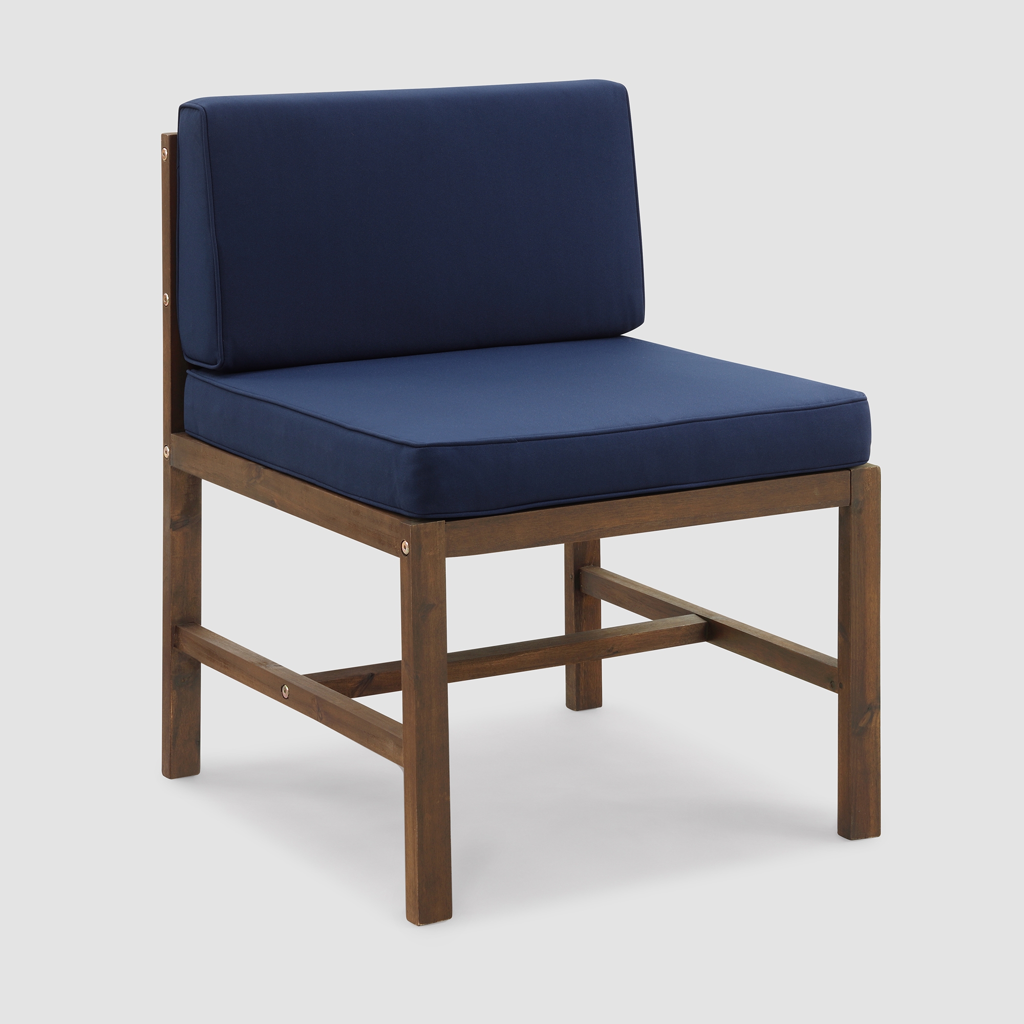 Sanibel Modular Acacia Patio Side Chair - Dark Brown/Navy Blue - Image 0
