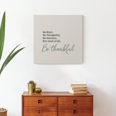 Be Thankful Harvest Sentiment - Wrapped Canvas Textual Art - Image 0
