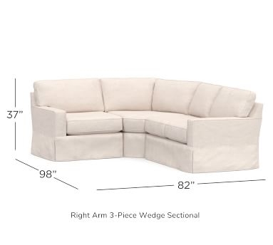 Buchanan Square Arm Slipcovered Right Arm 3-Piece Wedge Sectional, Polyester Wrapped Cushions, Chenille Basketweave Pebble - Image 1