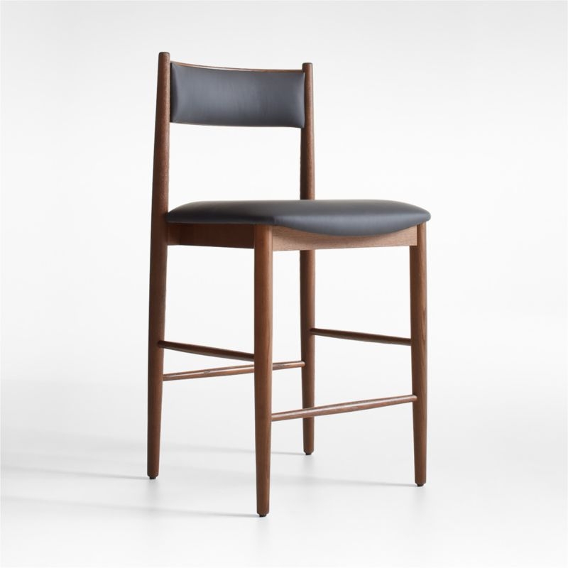 Petrie Barley Ash Black Leather Counter Stool - Image 2