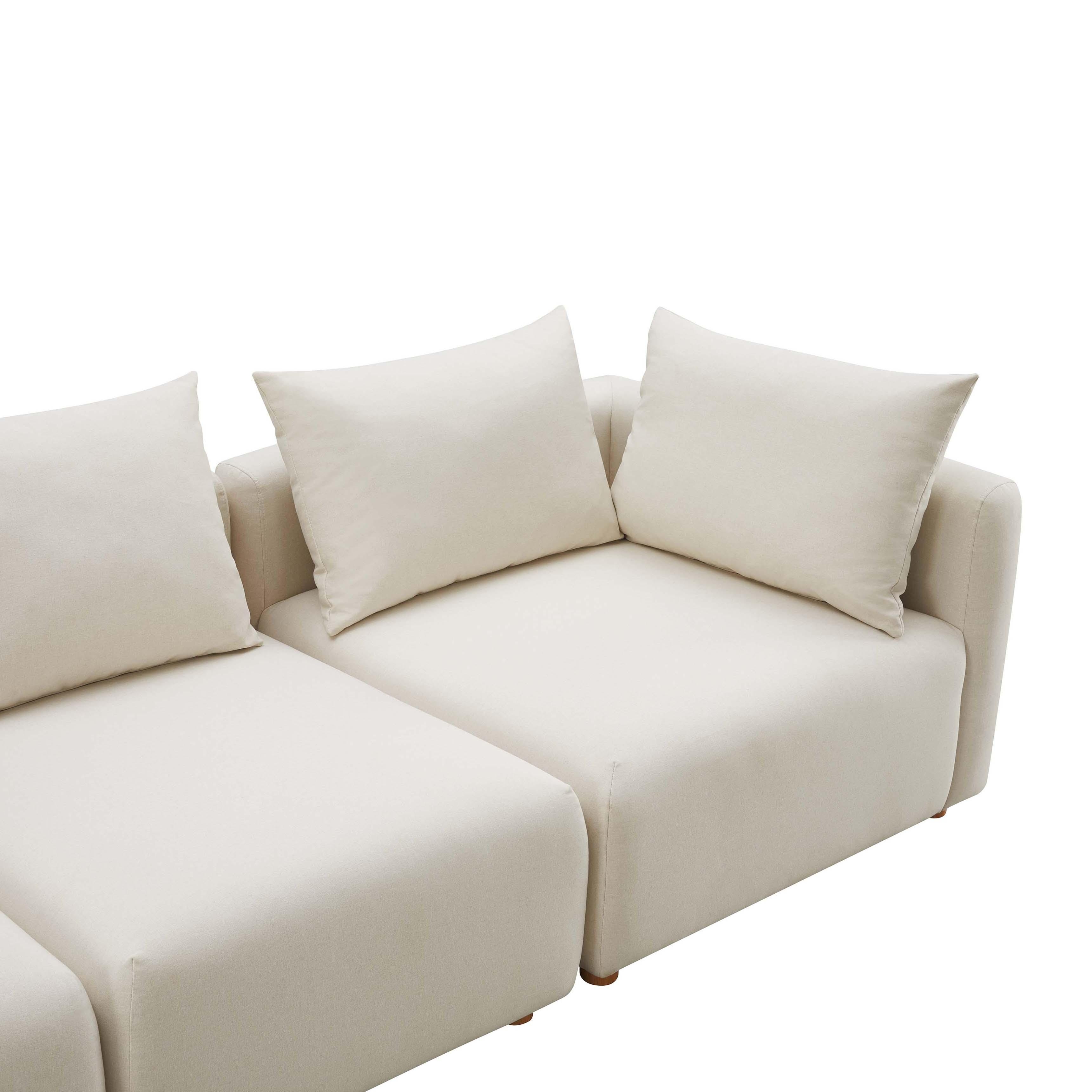 Hangover Cream Performance Linen 4-Piece Modular Sectional - Image 2