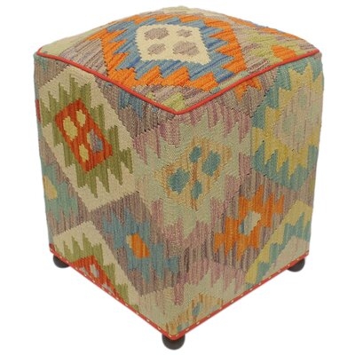Tribal Ganpot Handmade Kilim Upholstered Ottoman - Image 0