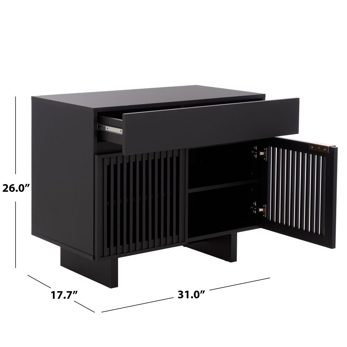Quaid 1 Drawer 2 Door Nightstand - Black / Brass - Safavieh - Image 9