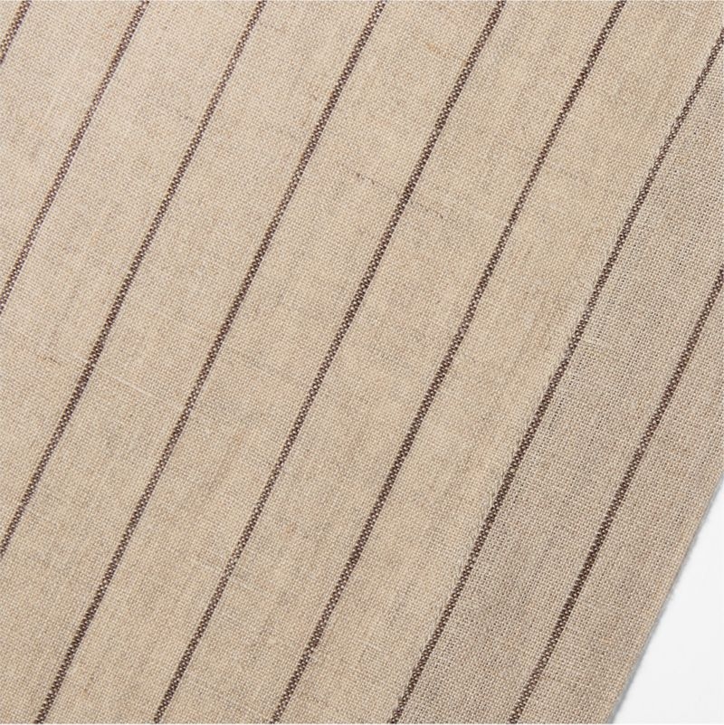 Marin 120" Natural and Earth Brown EUROPEAN FLAX ™-Certified Linen Striped Runner - Image 1