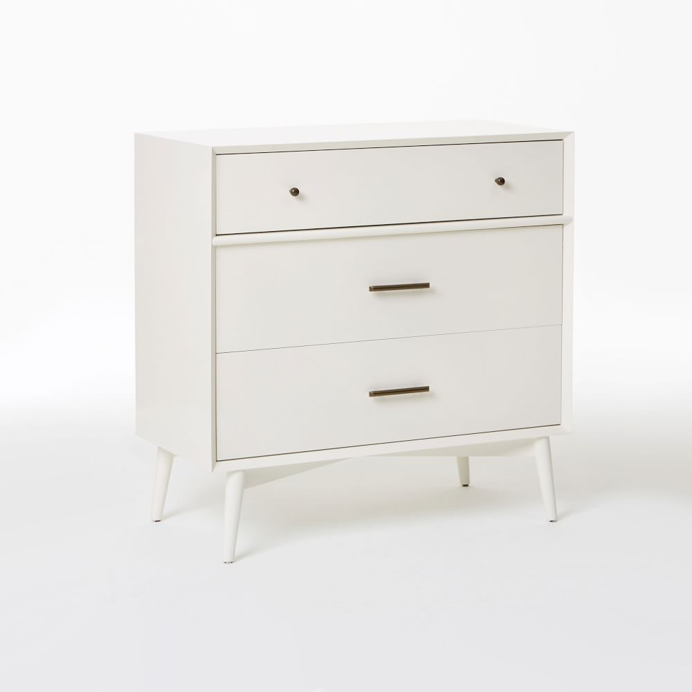 Mid-Century (36") 3-Drawer Dresser, White - Image 0