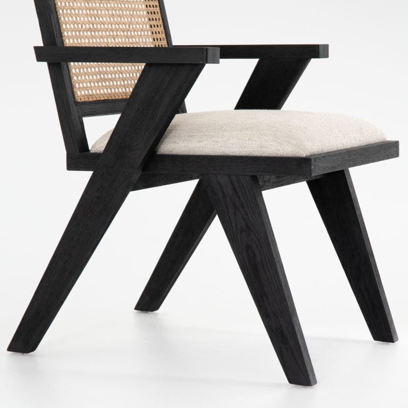 Annette Black Upholstered Cane Dining Chair - Image 8