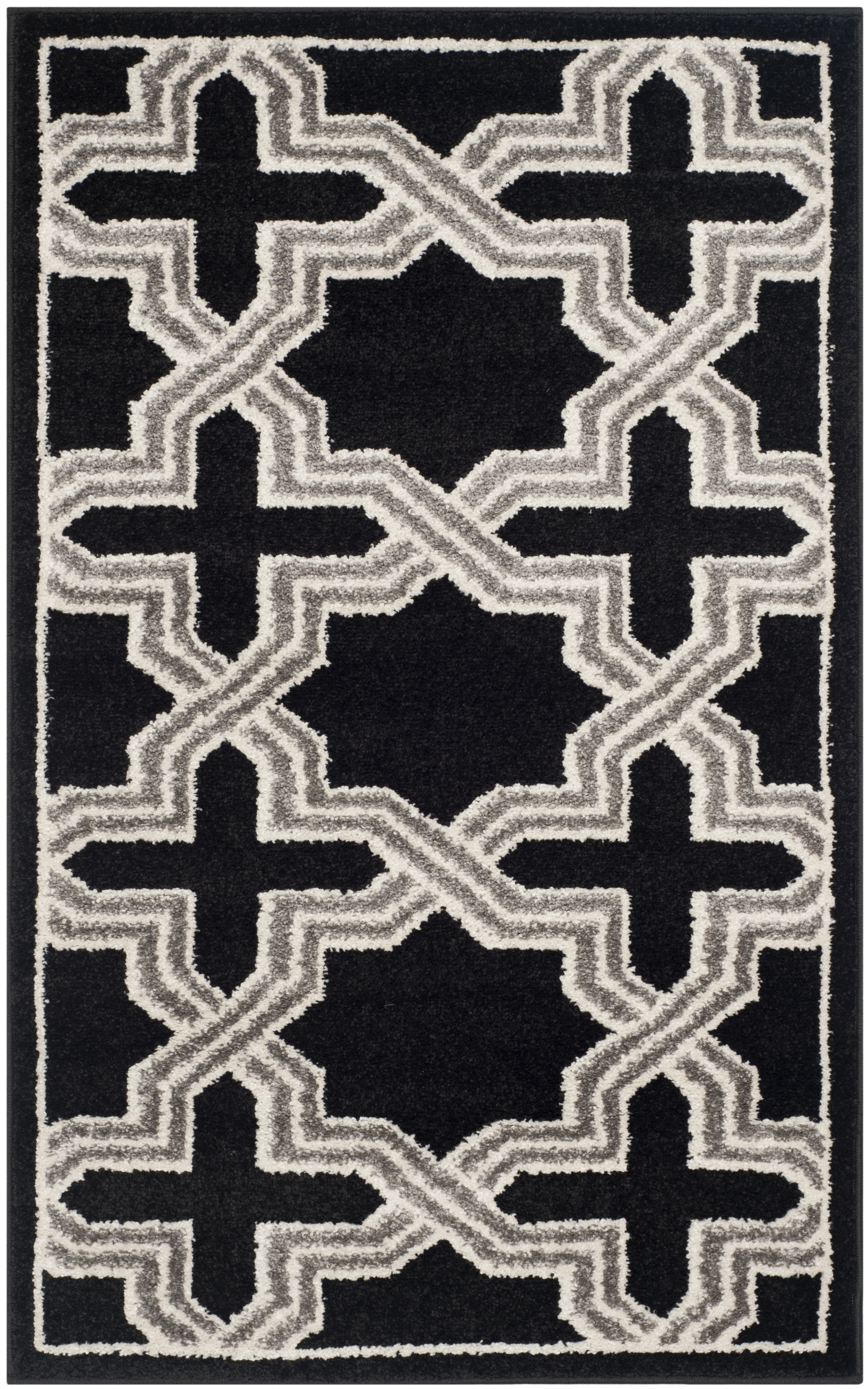 Arlo Home Indoor/Outdoor Woven Area Rug, AMT418L, Anthracite/Grey,  2' 6" X 4' - Image 0