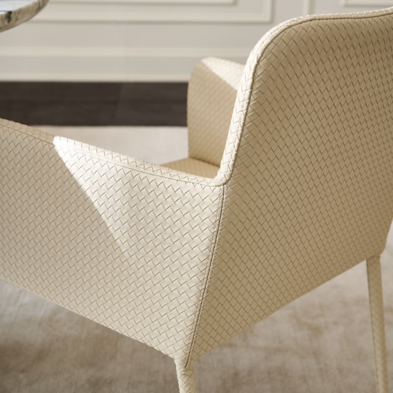 Duke Warm White Vegan Leather Dining Armchair Set of 4 - Image 6