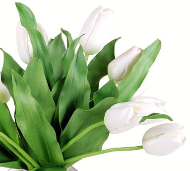 Faux White Tulip Composed Arrangement, 14'' - Image 1