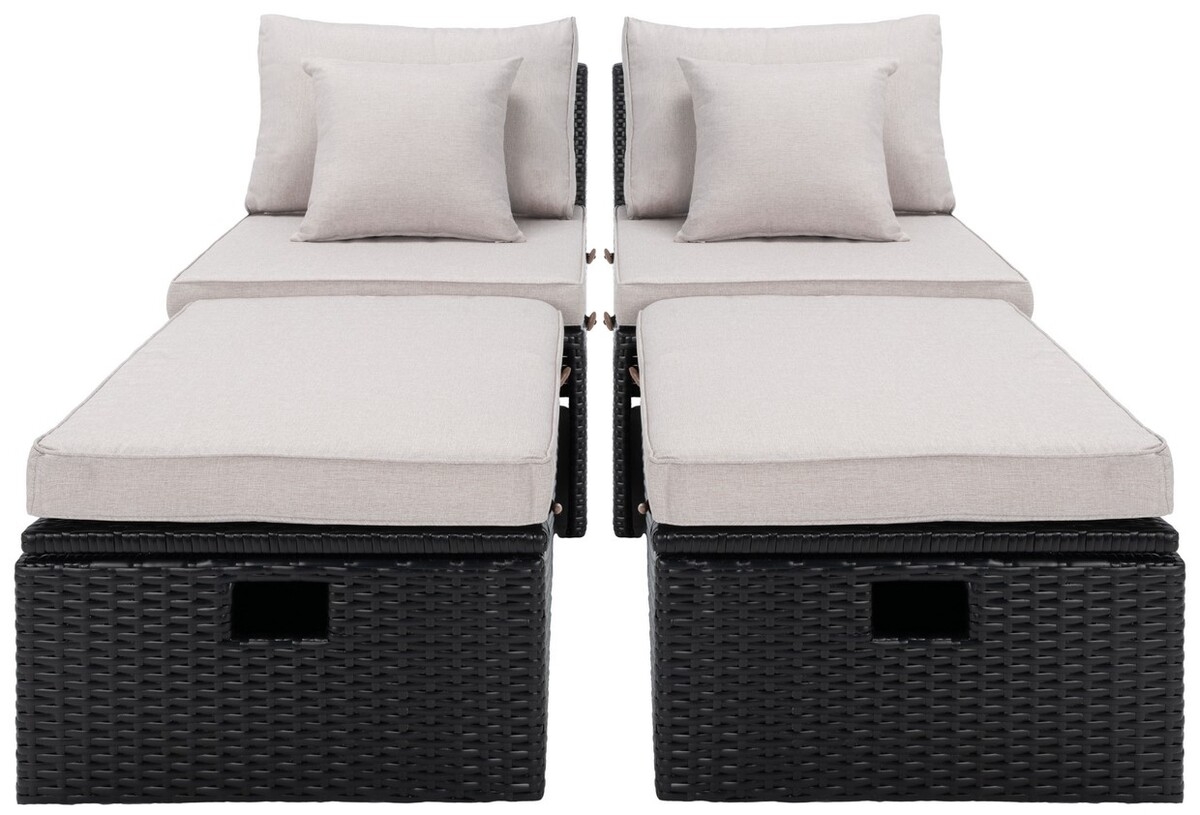 Pramla Outdoor Sette With Otto - Black/Light Grey - Safavieh - Image 0