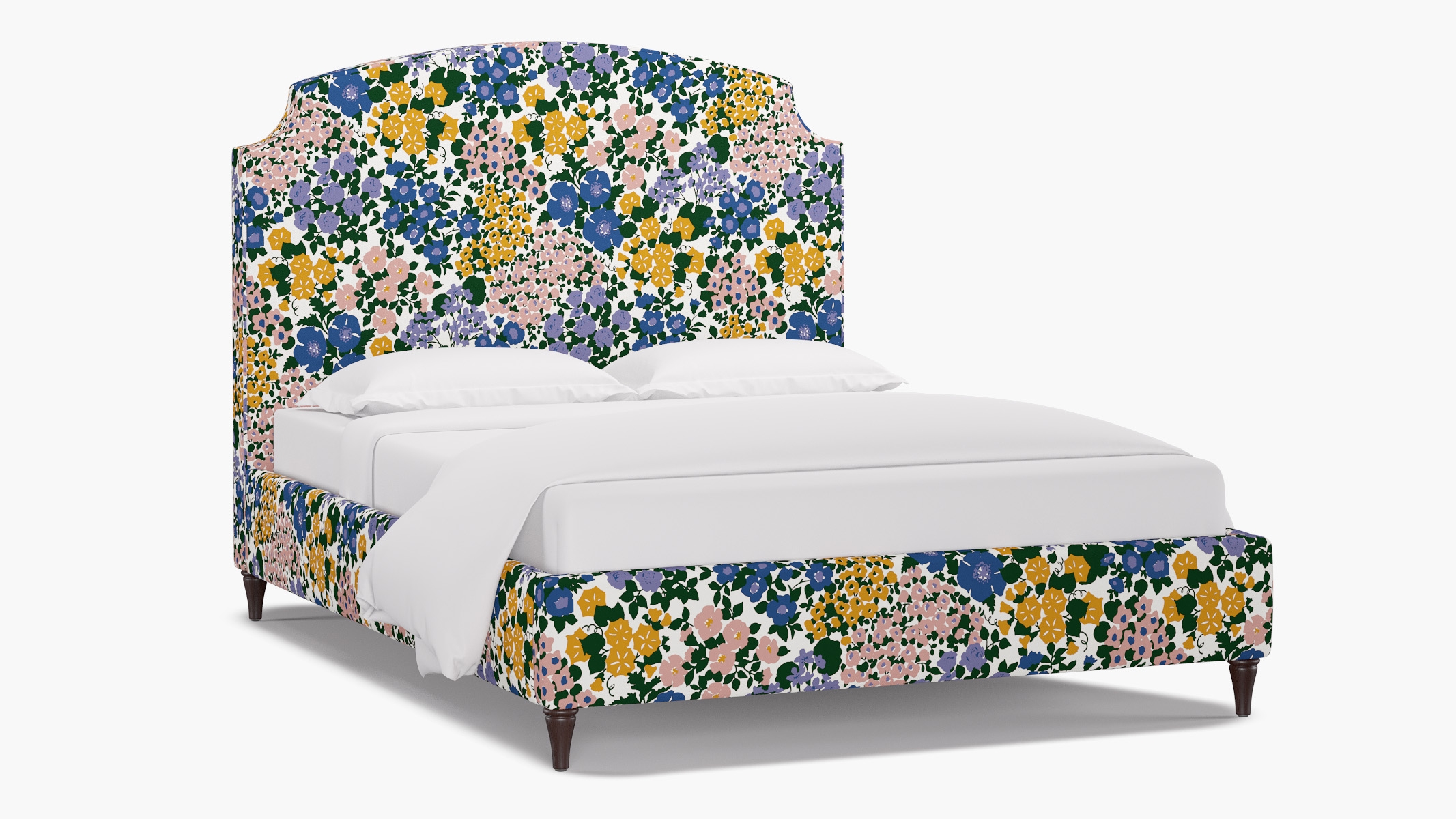 Cove Bed, Lavender Million Flowers, Espresso Decorative Tapered Leg, Queen - Image 1