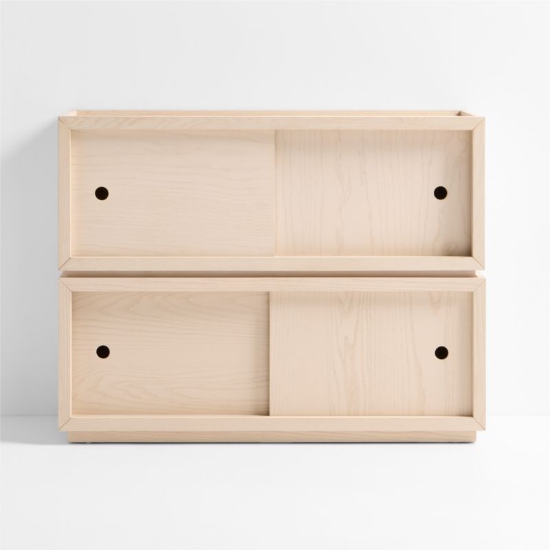 Cade Set of 2 Sunwashed Wood Stackable Sliding Door Cube Bookcase - Image 3