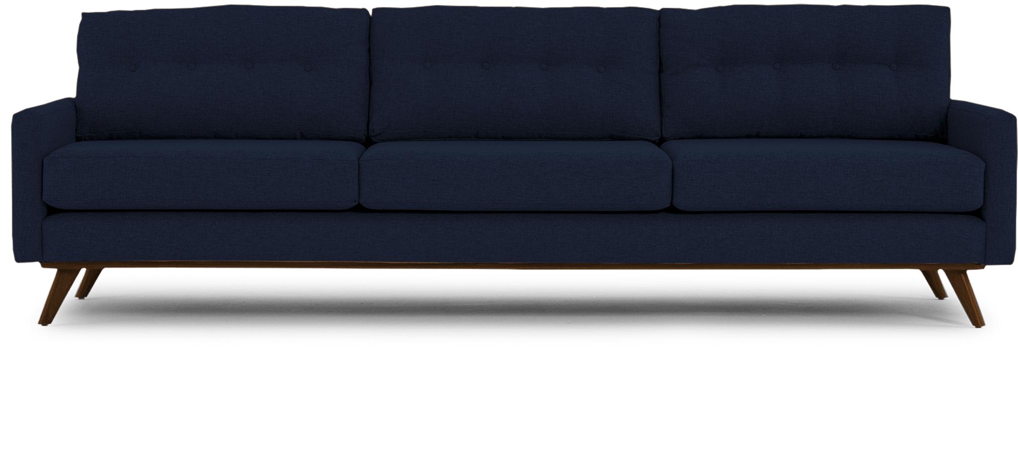 Blue Hopson Mid Century Modern Grand Sofa - Bentley Indigo - Mocha - Image 0