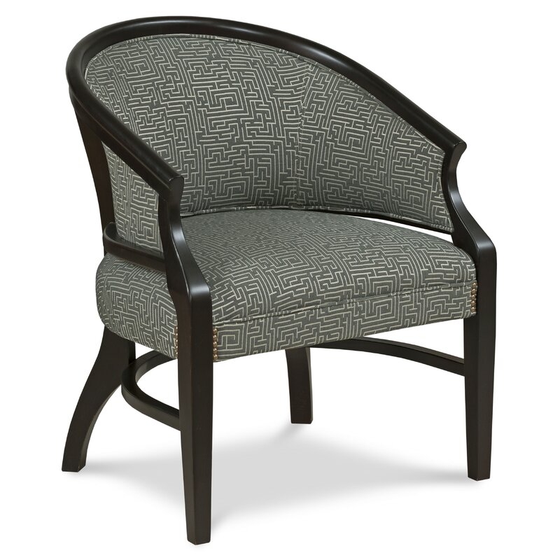 Fairfield Chair Danbury Barrel Chair Body Fabric: 8789 Bark, Frame Color: Walnut, Nailhead Detail: Black Nickel - Image 0