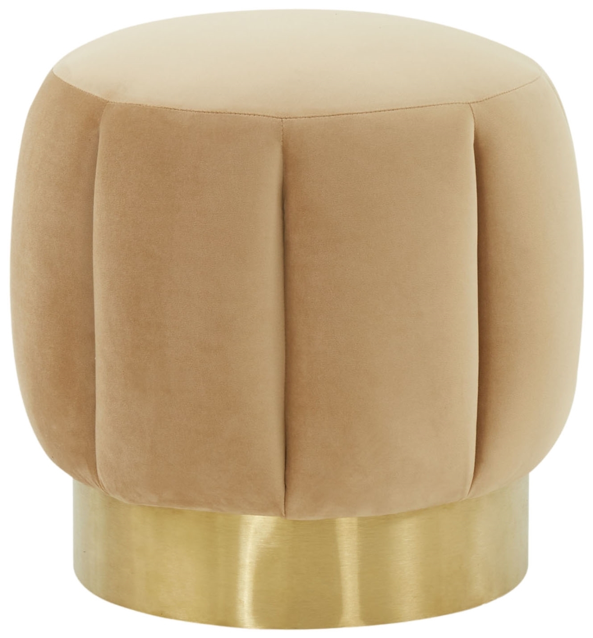 Maxine Channel Tufted Otttoman - Light Brown/Gold - Image 0