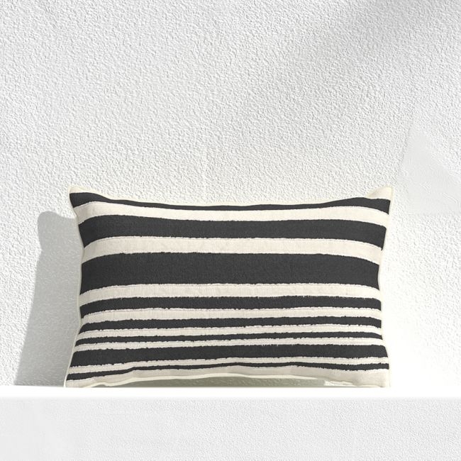 Mohave 20"x13" Wide Black Stripe Indoor/Outdoor Lumbar Pillow - Image 0