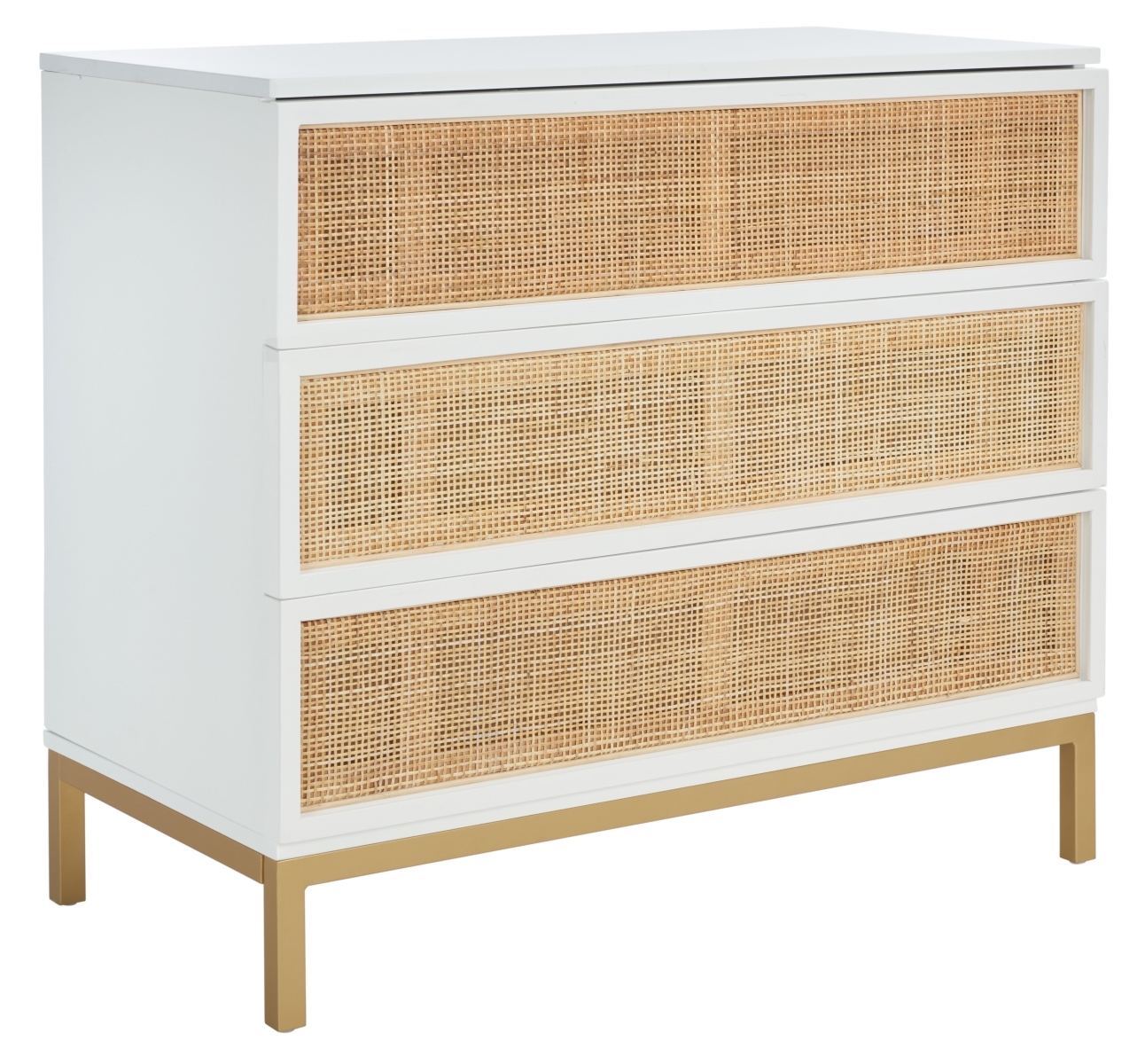 Zadie 3 Drawer Rattan Chest - White / Gold - Safavieh - Image 6
