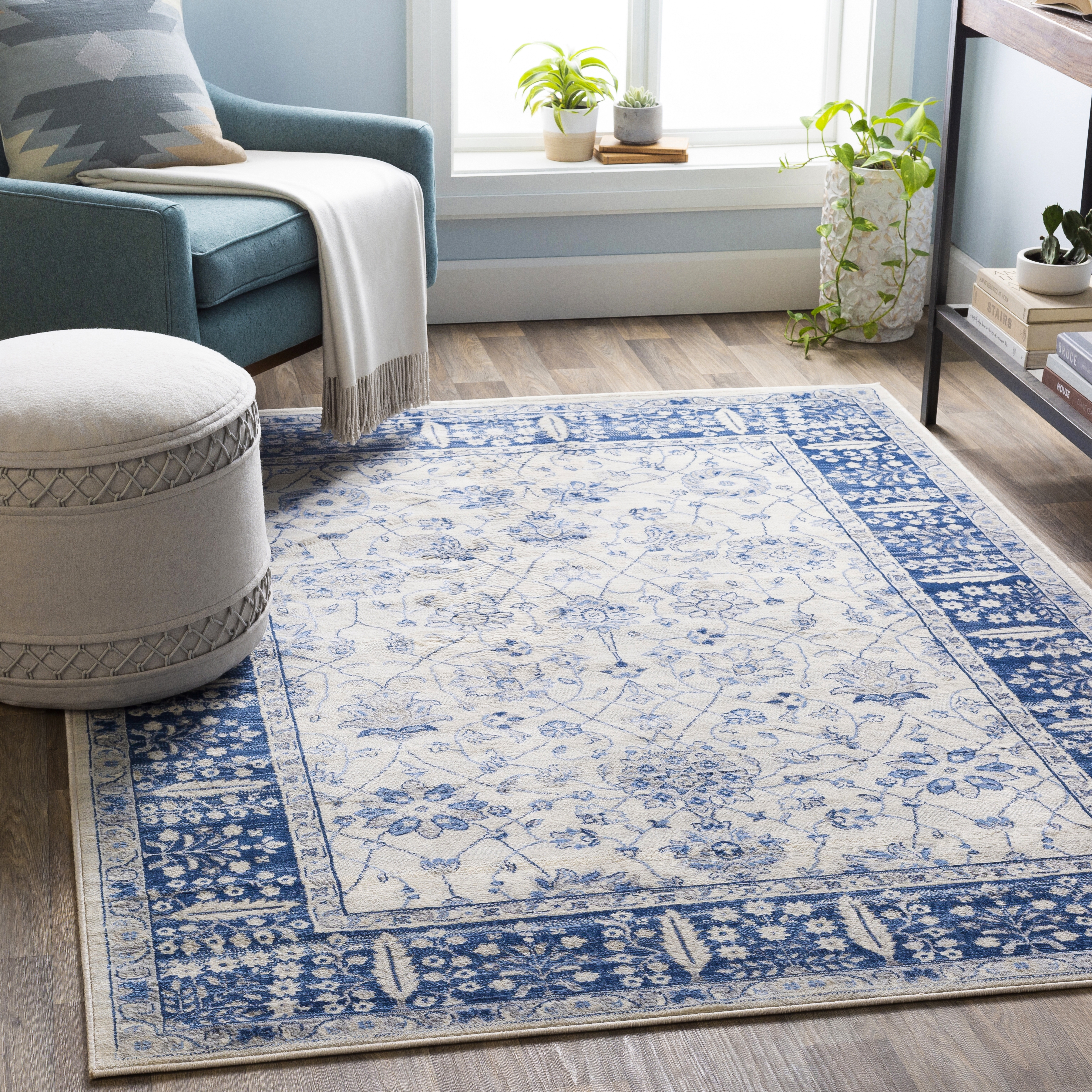 Monaco Blue Indoor 2' x 3' Machine Woven Rug - Image 1