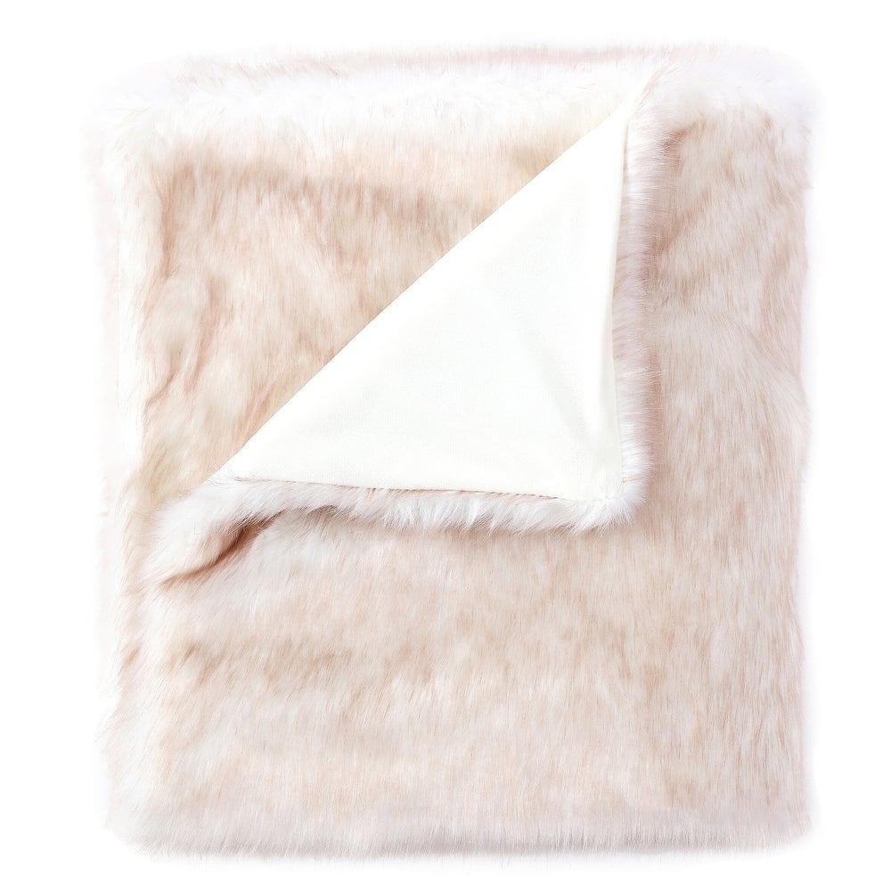 Thiele Luxury Tip Dye Faux Fur Throw, Blush Mink - Image 0
