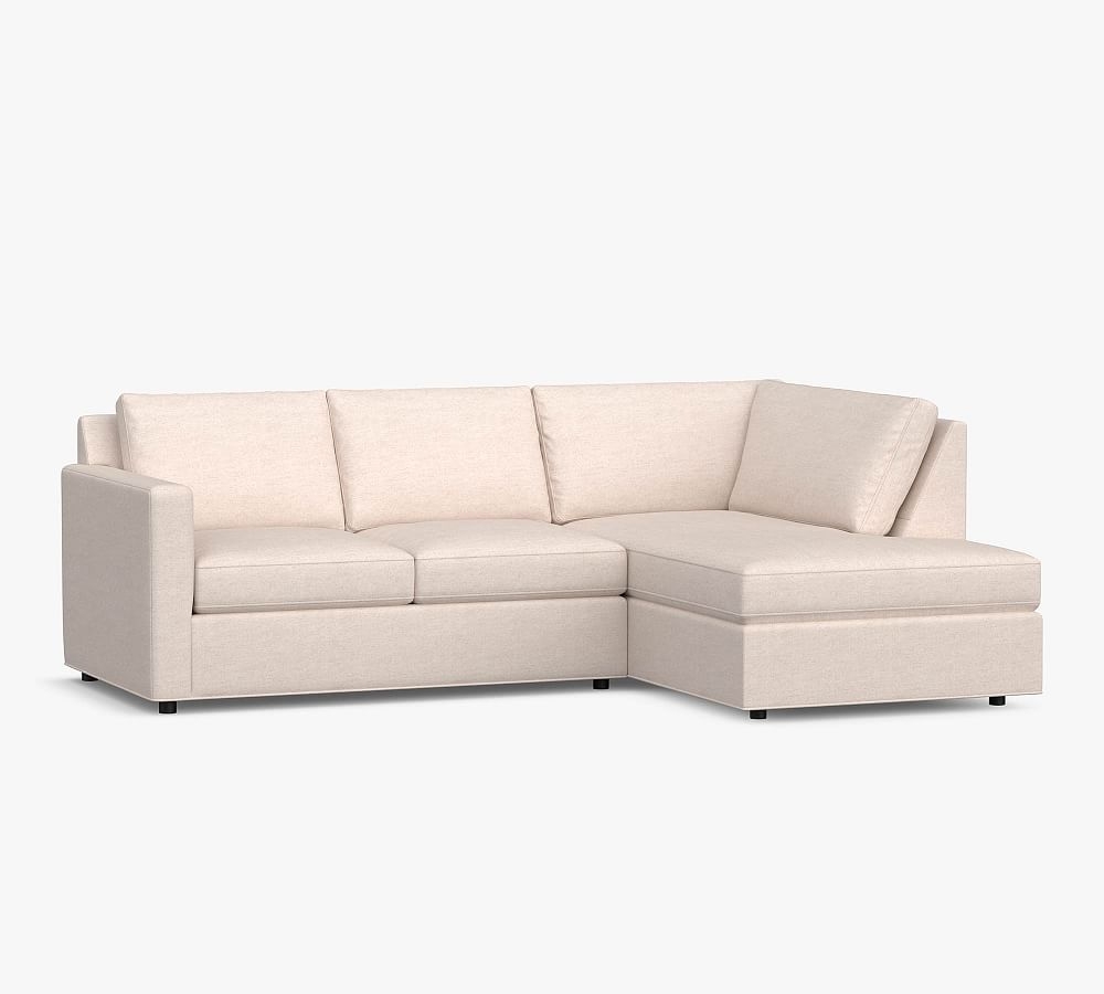 Sanford Square Arm Upholstered Left Sofa Return Bumper Sectional, Polyester Wrapped Cushions, Performance Boucle Pebble - Image 0