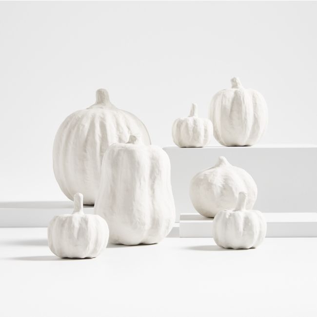 Decorative White Pumpkins, Set of 7 - Image 0
