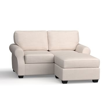 SoMa Fremont Roll Arm Upholstered Sofa with Reversible Chaise Sectional, Polyester Wrapped Cushions, Performance Heathered Basketweave Dove - Image 2