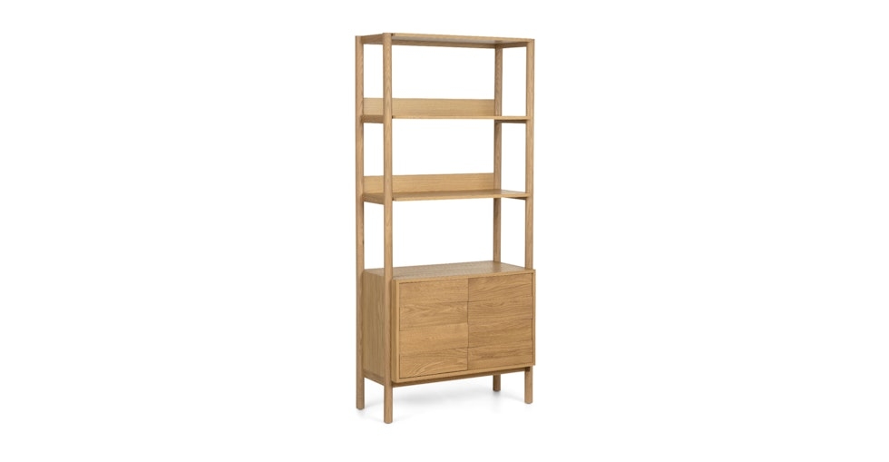 Merto 33" Shelving Unit with Storage - Warm Oak - Image 0
