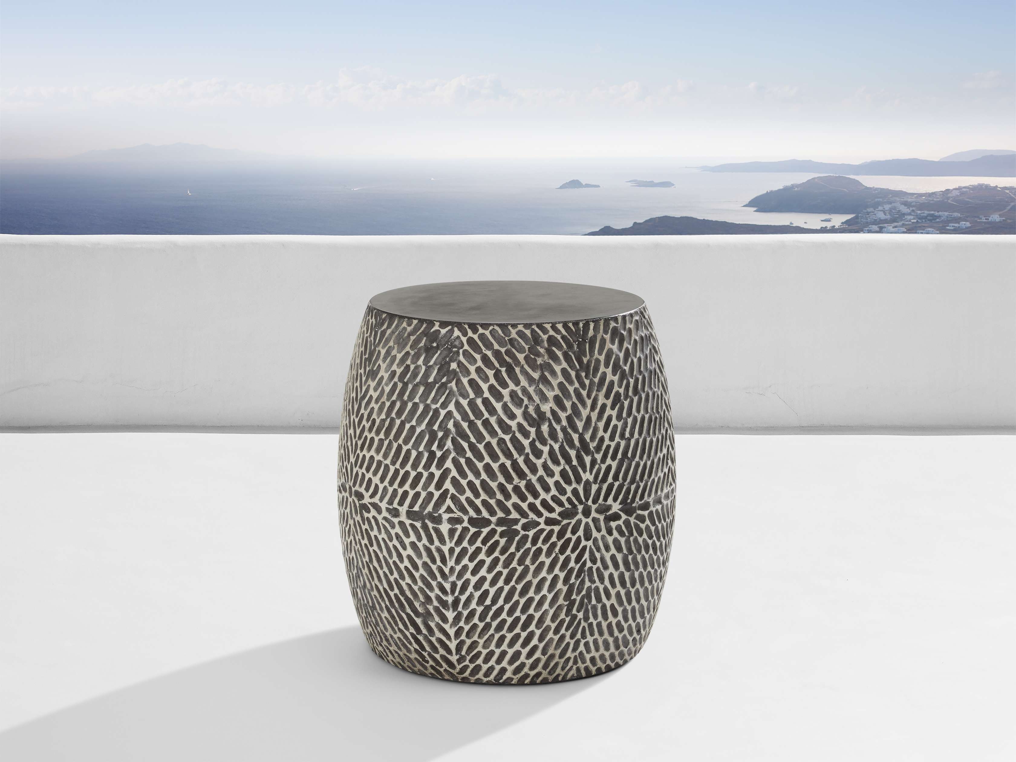 Roche Outdoor End Table in Stone Black - Image 0