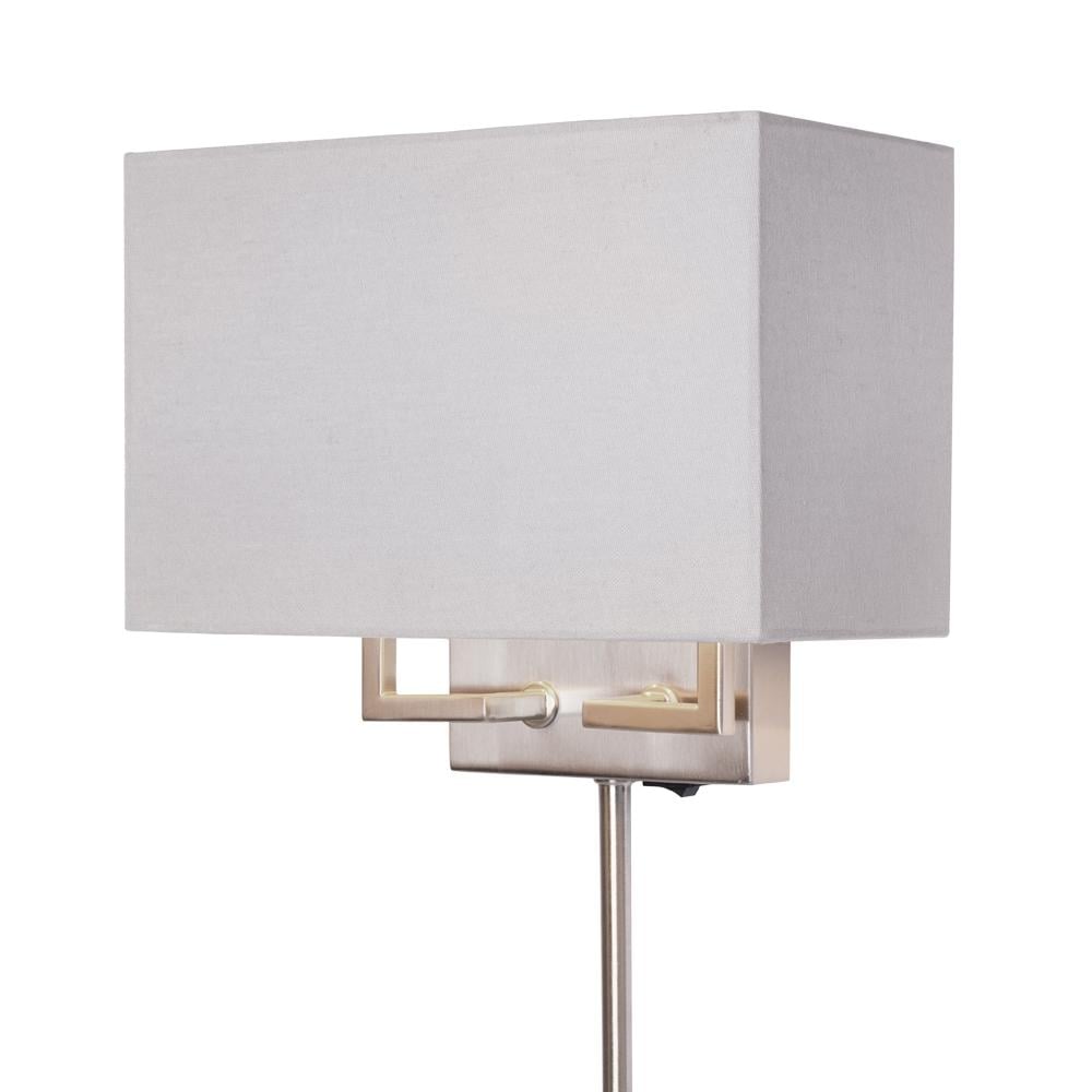 Hampton Bay 2-Light Brushed Nickel Dual Mount Wall Sconce with Fabric Shade - Image 0