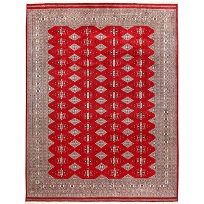 One-of-a-Kind Deaundrey Hand-Knotted New Age Jaldar Red 9'1" x 11'9" Wool Area Rug - Image 0
