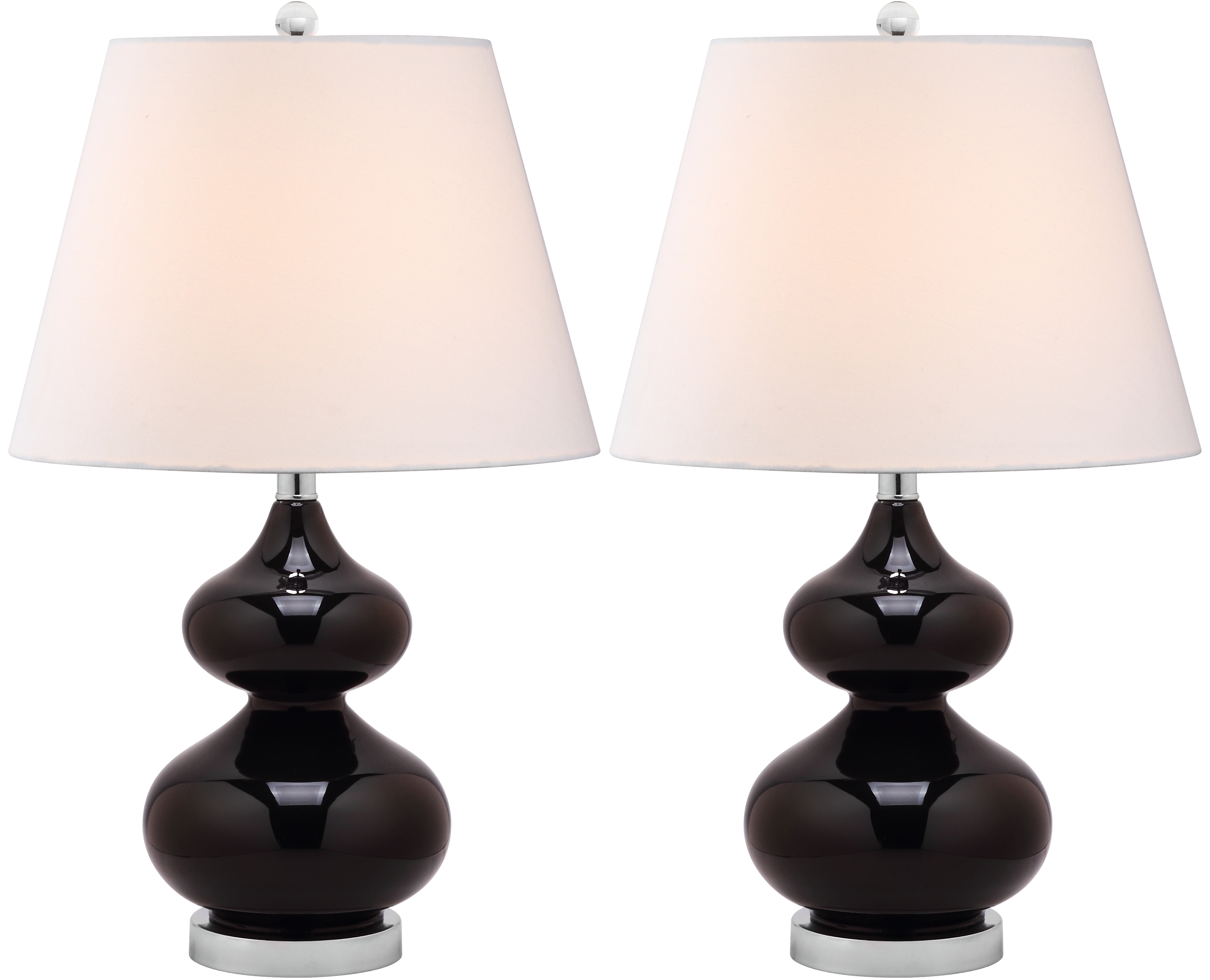 Eva 24-Inch H Double Gourd Glass Table Lamp - Black - Safavieh - Image 1