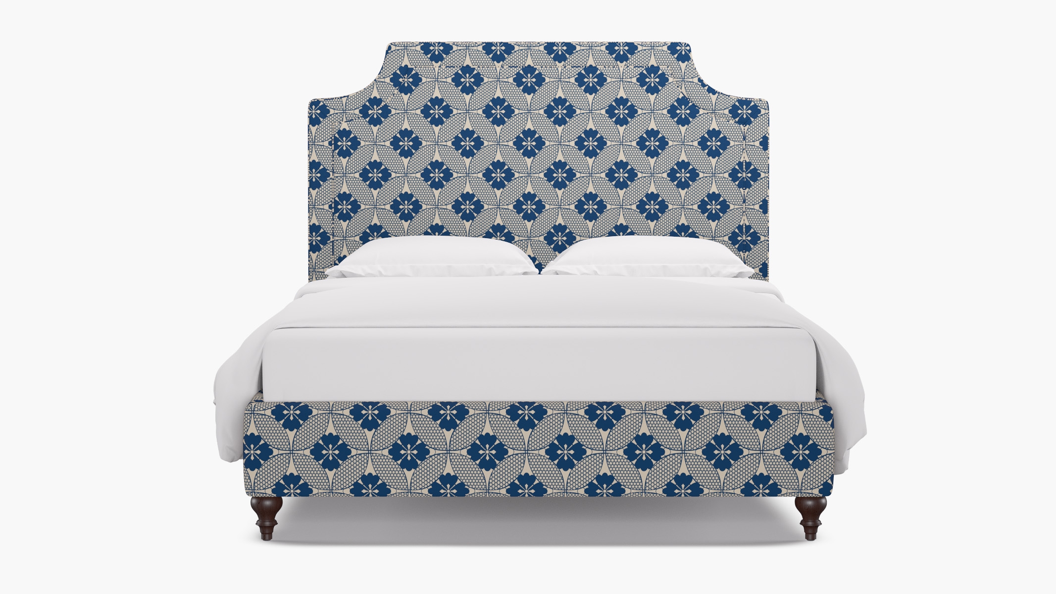 Deco Bed, Bright Navy Solaire, Espresso Traditional Turned Leg, Twin - Image 0