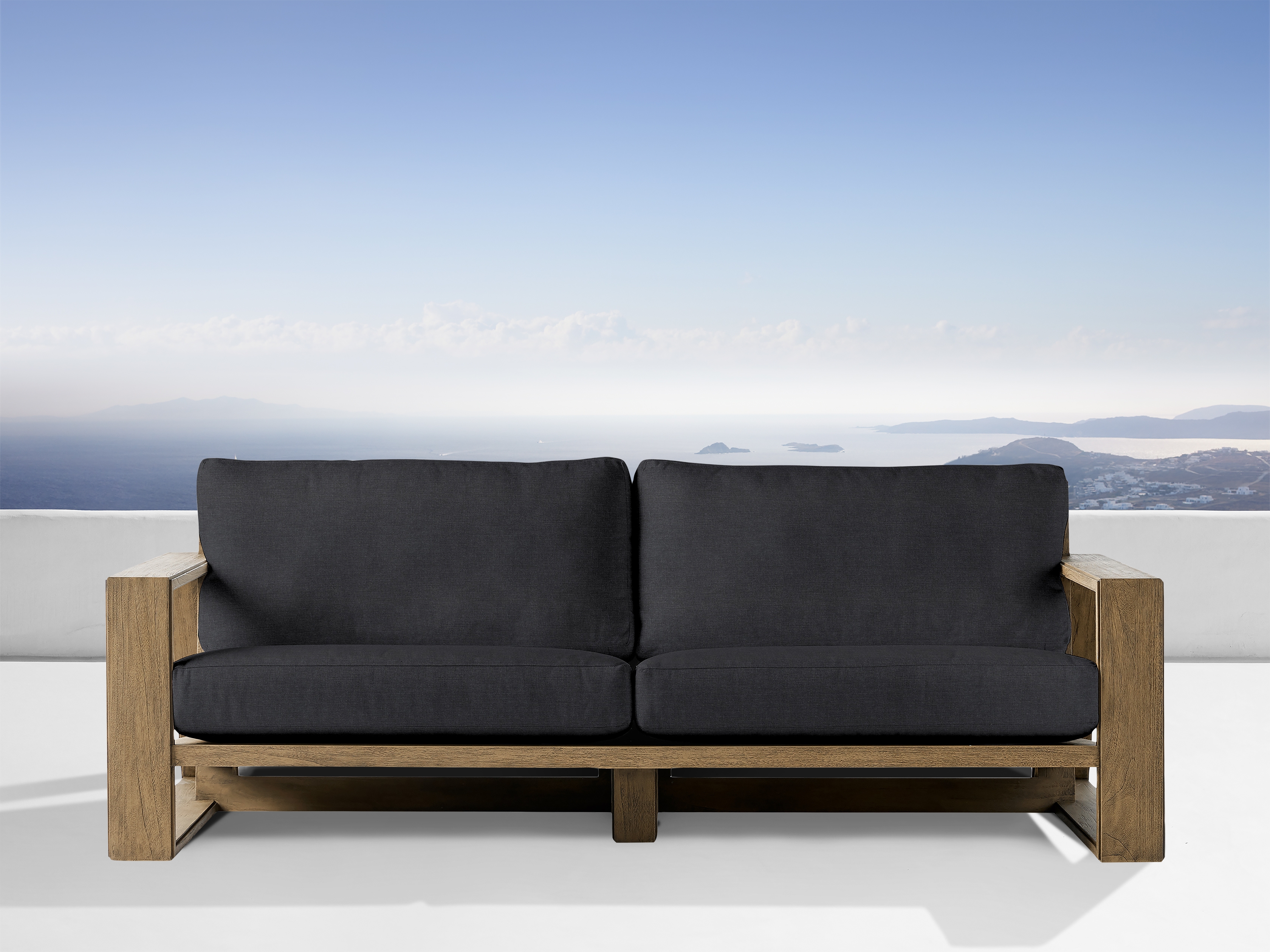 Canyon Outdoor Sofa Teak in Natural  Rosemount Graphite/Weathered Fawn 72" - Image 0