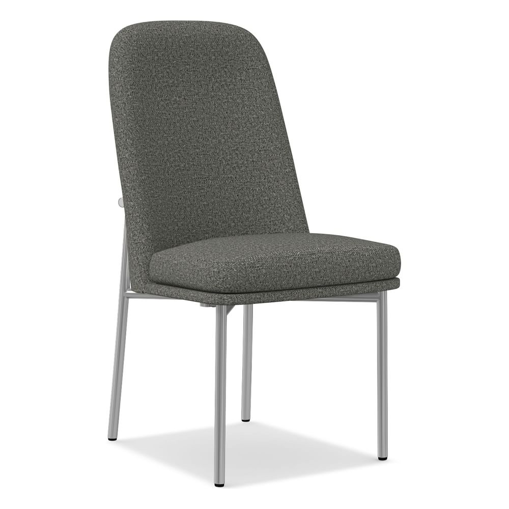Jack Metal Frame High Back Dining Chair,Twill,Slate,Pclc Chrome - Image 0
