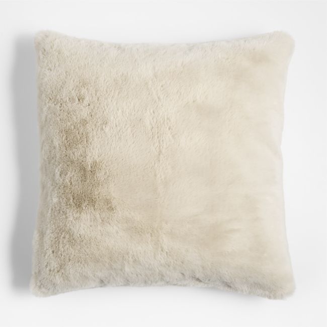 Travertine Beige Faux Fur 23x23 Throw Pillow Cover - Image 0