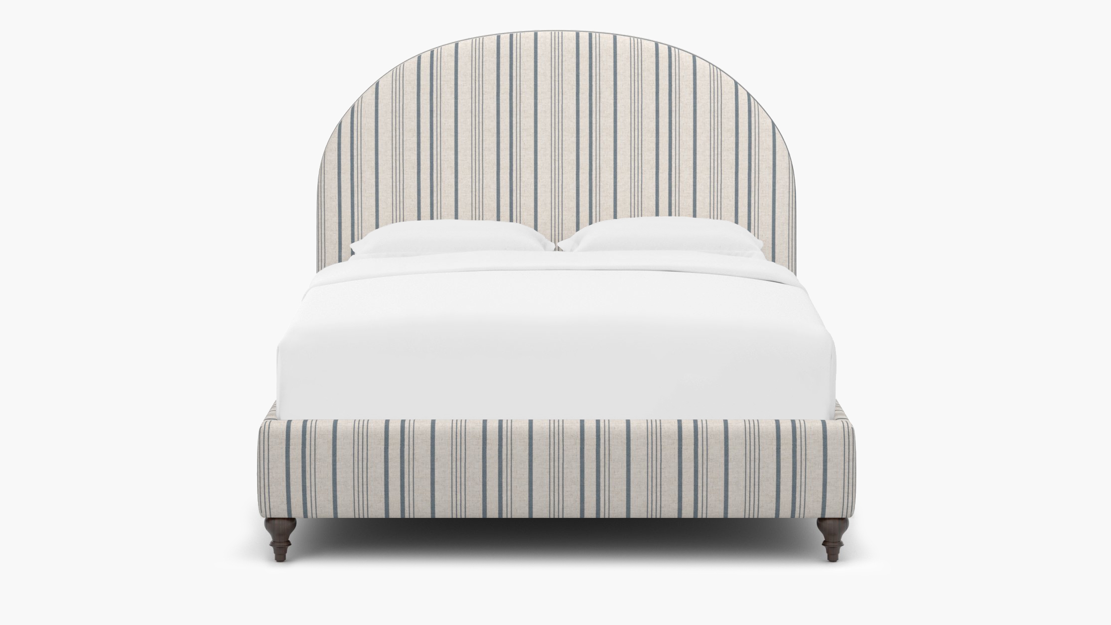 Demilune Bed, Blue Market Stripe, Espresso Traditional Turned Leg, King - Image 0