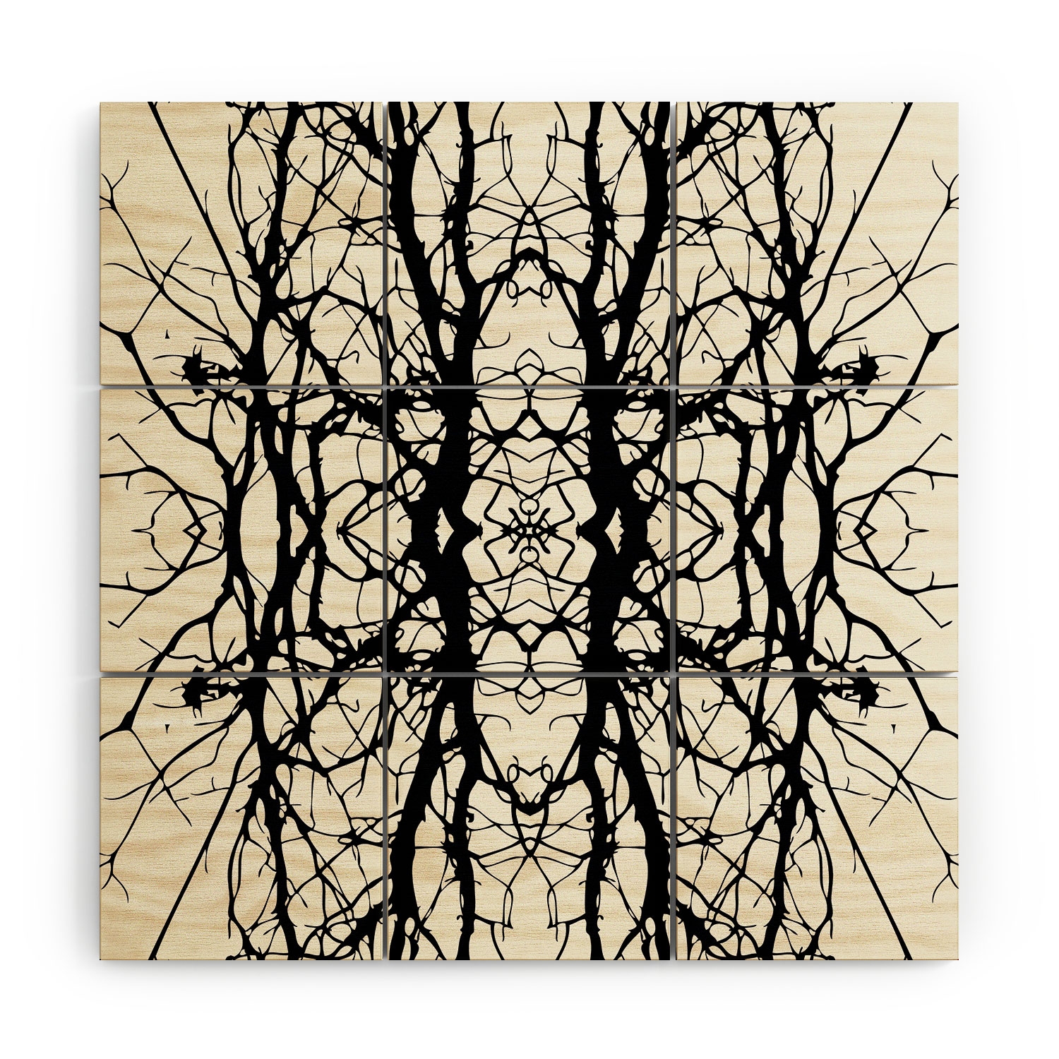 Tree Silhouette Black by Holli Zollinger - Wood Wall Mural4' x 4' (Nine 16" Wood Squares) - Image 0