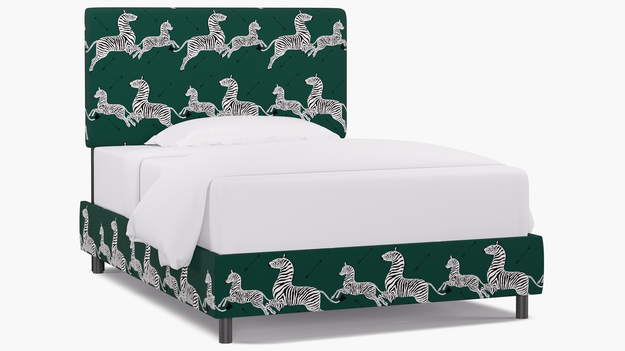 Square Back Bed, Emerald Zebra, Full - Image 1