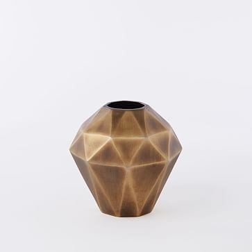 Faceted Metal Vase, Brass, Tall - Image 3