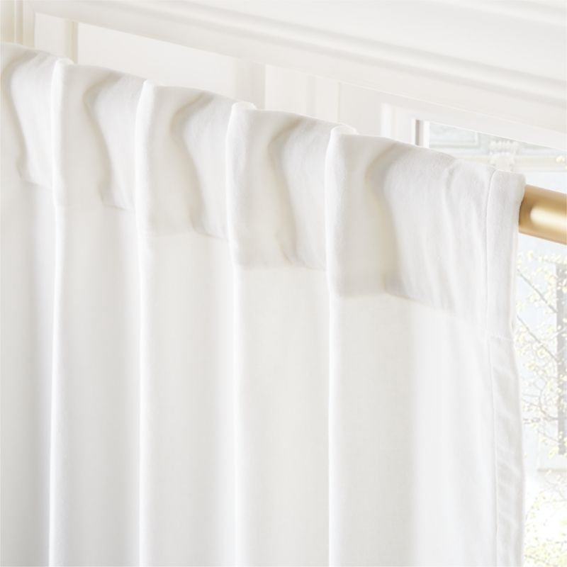 Cool White Organic Cotton Velvet Window Curtain Panel 48"x96'' - Image 3