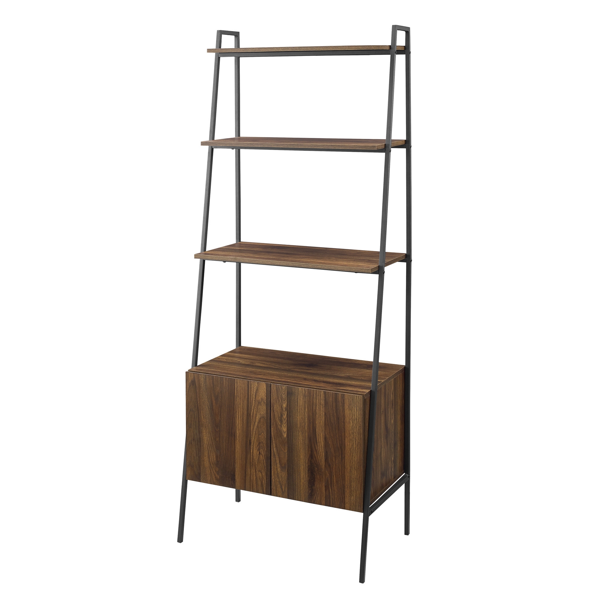72" Industrial Wood Ladder Bookcase - Dark Walnut - Image 3