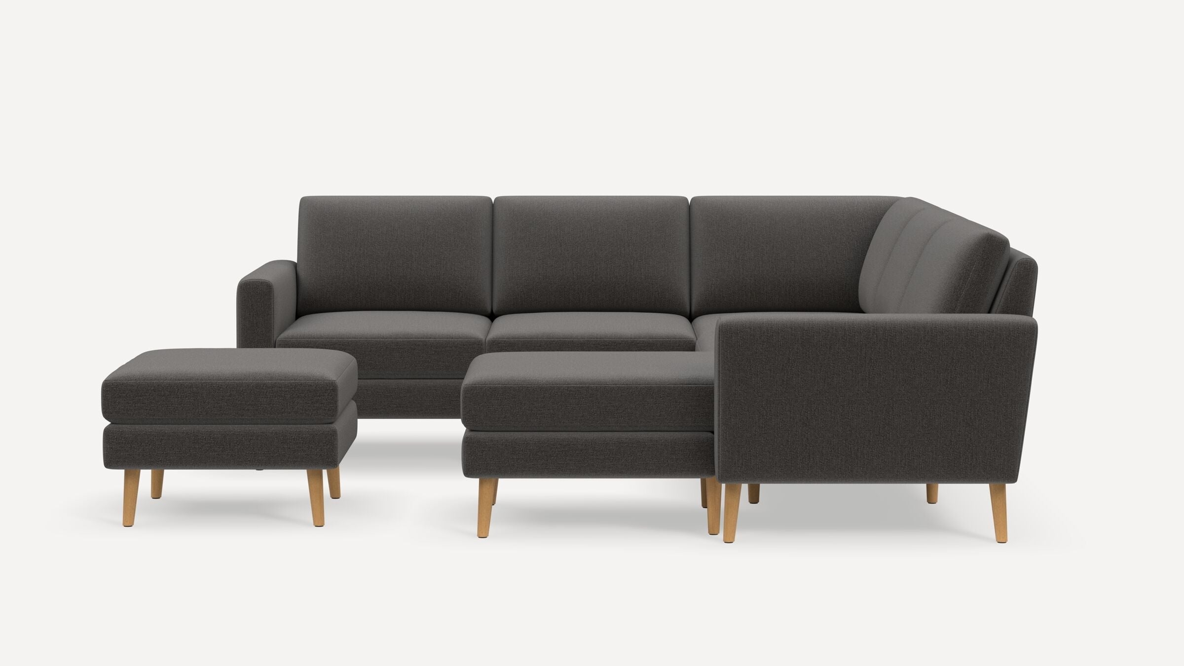 Nomad 5-Seat Corner Sectional with Chaise and Ottoman - Heather Charcoal - Performance Chenille / Oak - Wood / Block - Image 0