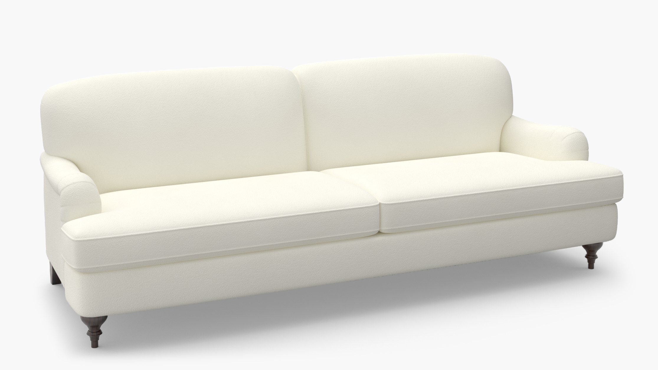 English Roll Arm Sofa, Sheepskin, Espresso Turned Wood Leg - Image 1