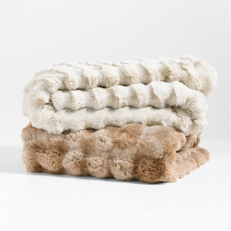 Textured Faux Fur 70"x55" Arctic Ivory Throw Blanket - Image 4
